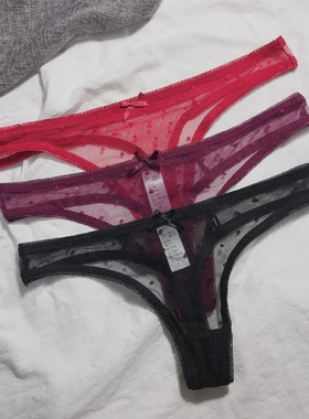 tback蕾丝蜜桃臀红色欧美内裤舒适性感低腰胖MM大码丁字裤女t型裤