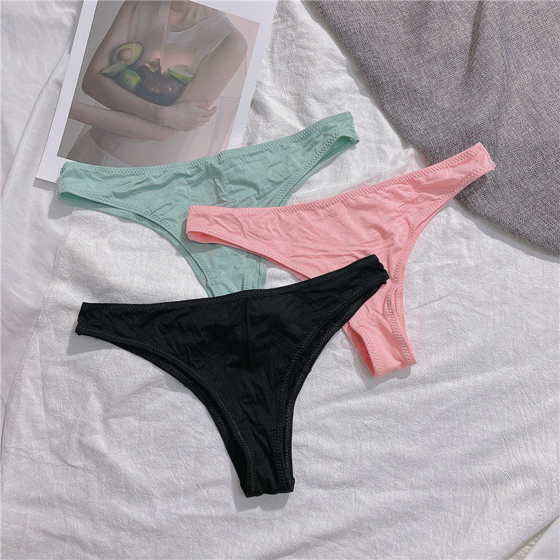高叉薄款t裤简约纯色丁字裤舒适性感低腰丰臀欧美内裤女诱惑青年