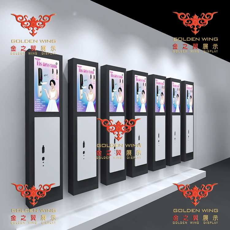 双门烤漆指纹锁展架陈列柜指纹锁展示柜展架上墙锁架体检架挂板