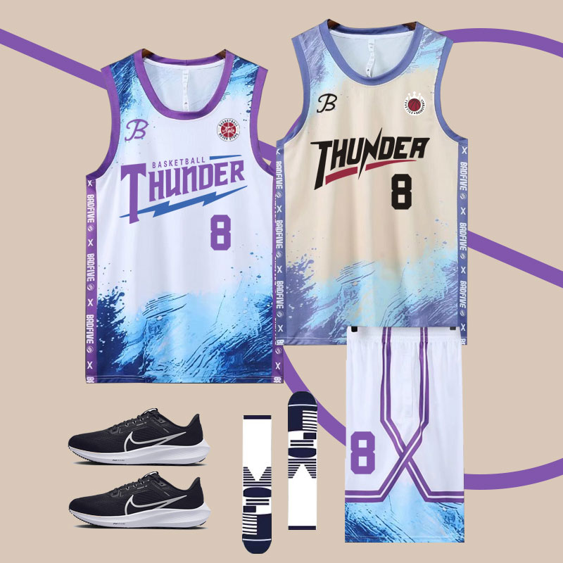 篮球服套装男定制美式球衣短袖运动训练比赛透气队服印号蓝球衣裤