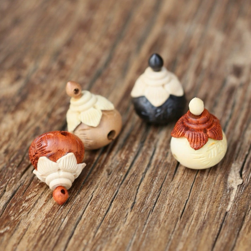 黑檀木木鱼小铃铛个个响桃木镶嵌福字吊坠坠饰diy配件挂件饰品