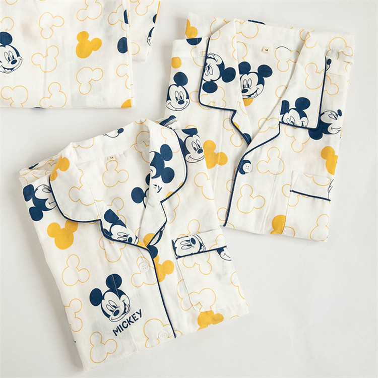 春秋米奇卡通全棉双层纱布情侣男女睡衣长袖春夏纯棉麻长袖套装,女士内衣/男士内衣/家居服,睡衣/家居服套装,淘宝优惠券,粉丝福利购,淘宝优惠卷