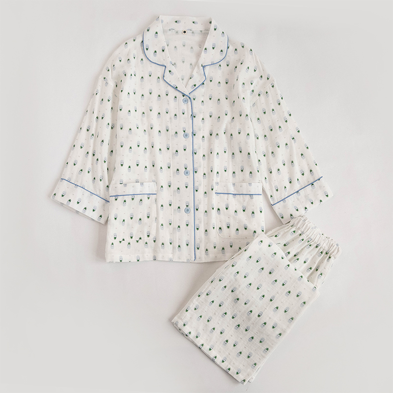 女士纯棉七分袖睡衣纯棉