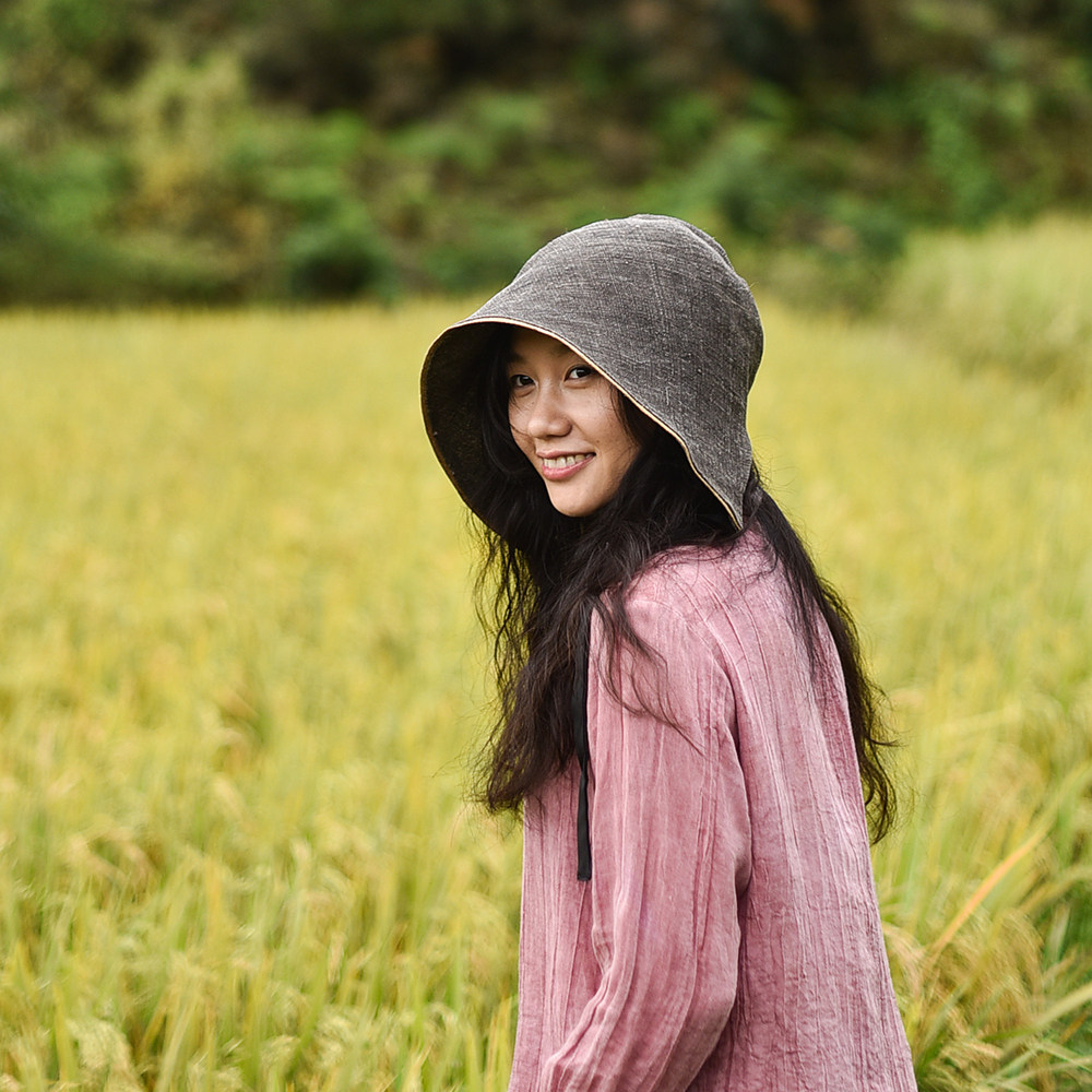 闲云夏布｜仕女帽植物染文艺复古帽子