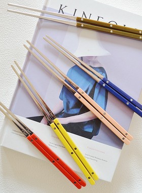 埃兰迪尔出口韩国Cher餐具高颜值ins风法式仪式感304不锈钢筷子