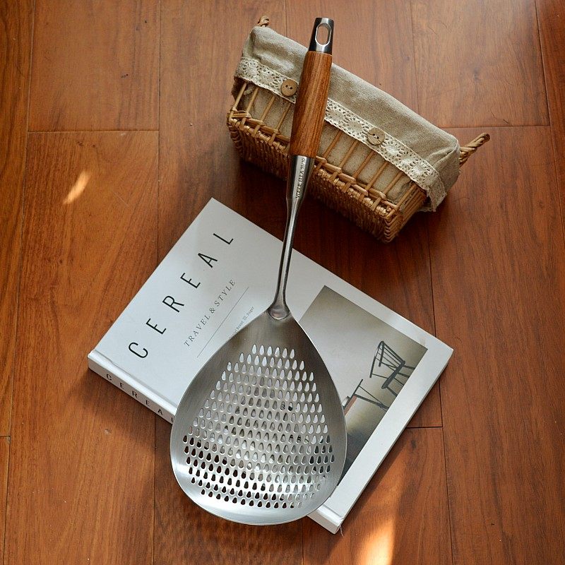 埃兰迪尔高颜值复古实木长柄大漏勺1810不锈钢捞饺子捞面条捞勺,厨房/烹饪用具,漏勺/滤网勺,淘宝优惠券,粉丝福利购,淘宝优惠卷