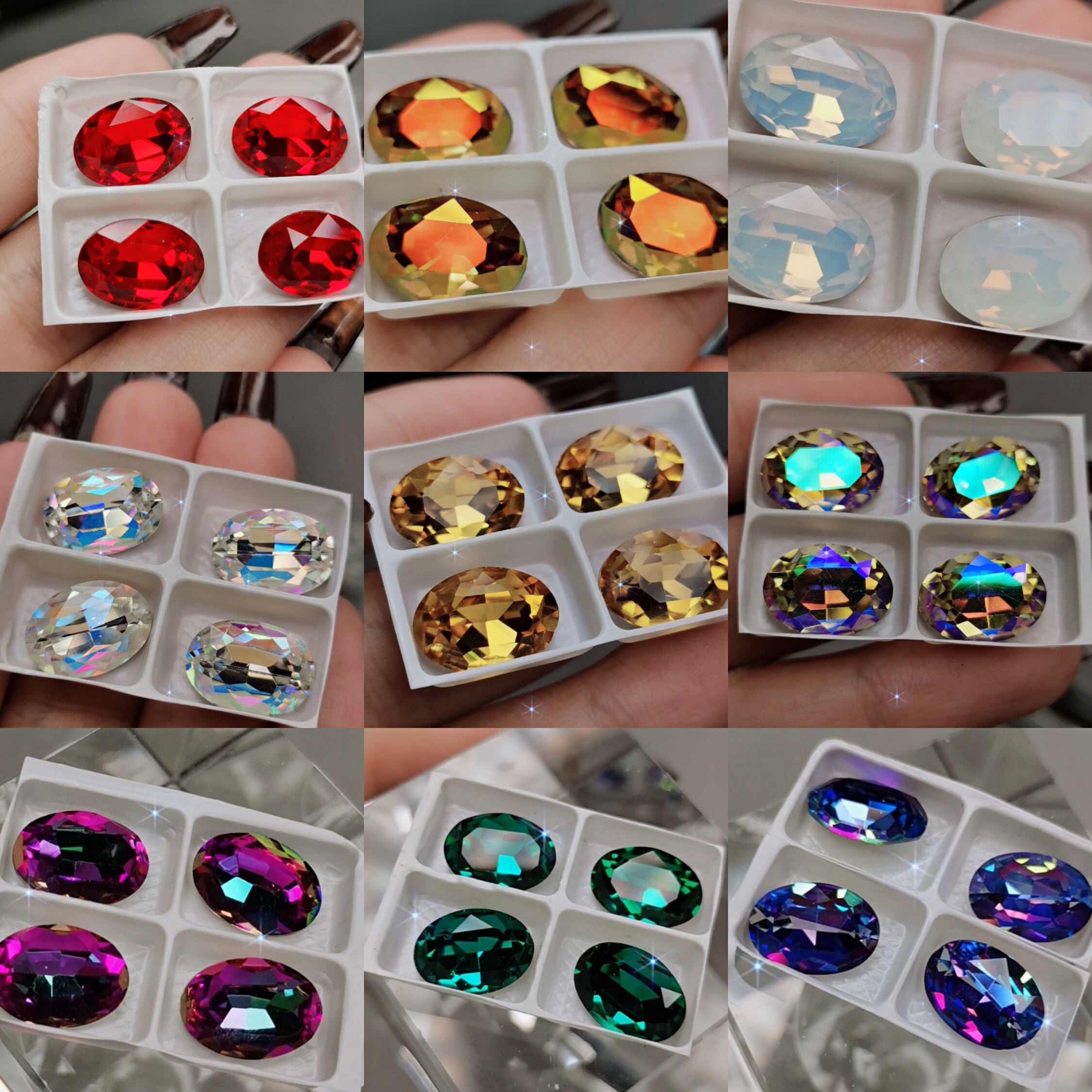 美甲饰品 异形尖底椭圆钻10x14mm k9精品水晶玻璃 鸽子蛋美甲钻