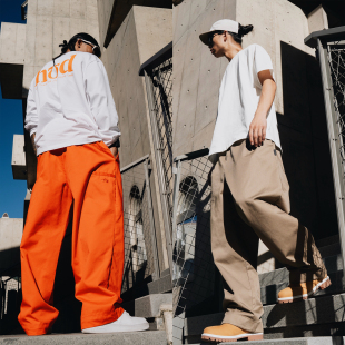 直筒宽松通勤 长裤 STA2025秋季 好运来火焰炮弹刺绣纯色休闲工装