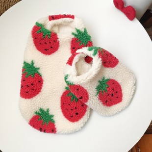 宠物小体型狗狗羊羔毛草莓冬季加厚马甲背心猫咪衣服比熊马尔济斯