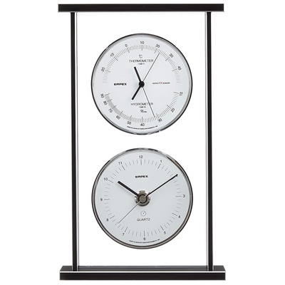 日本制造EMPEX 进口高精准度温度计湿度计家用金属铝现代挂钟座钟