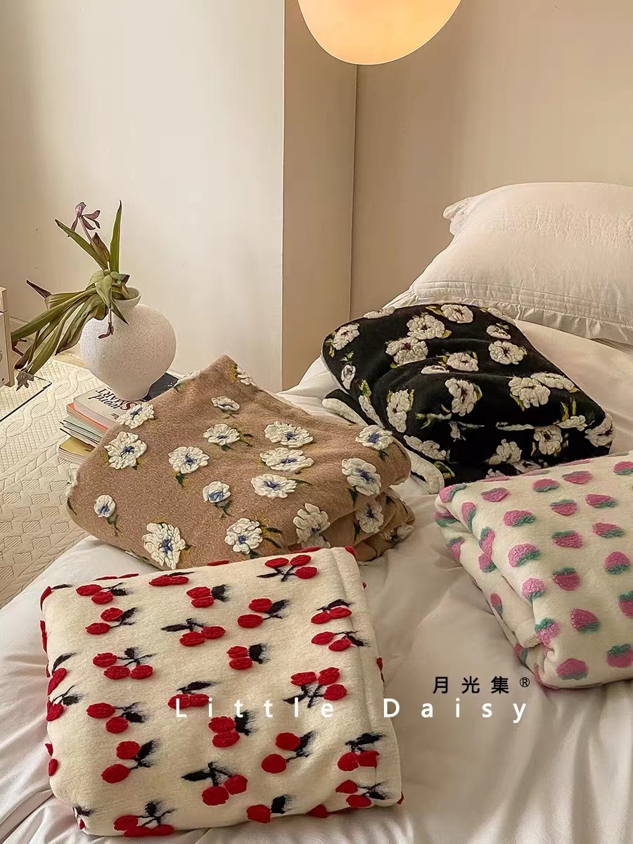 羊毛春秋羊羔绒盖毯沙发毯提花毯