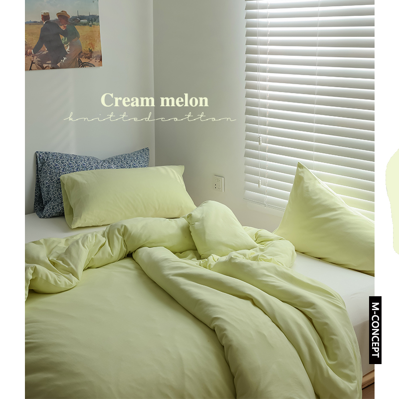 月光奶油蜜瓜全棉针织四件套