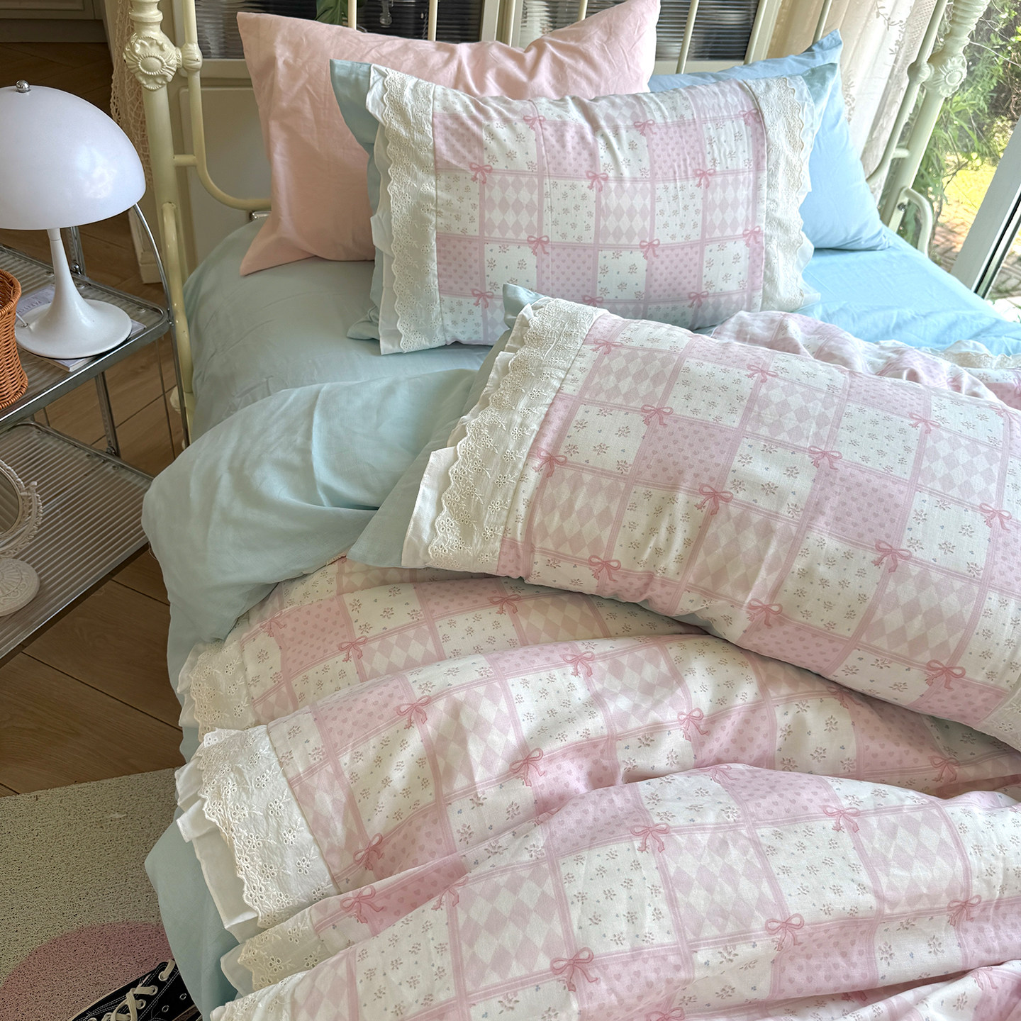月光集【云樱】春夏碎花双层花边床品全棉双层纱拼布温柔四件套