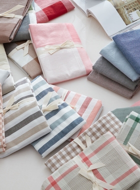 全棉日式纯色/格子/条纹水洗棉枕套纯棉良品枕头套4874cm一只装