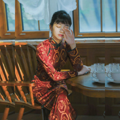 复古日常短绒旗袍 无省全开襟长款 绮梦 九分连袖 茉茉旗袍