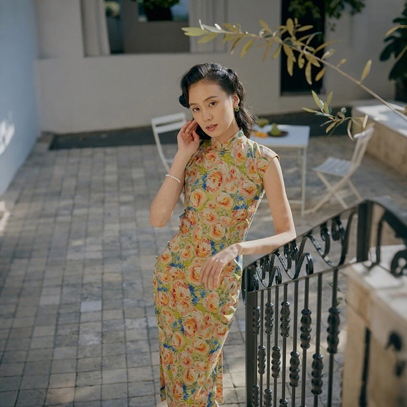 茉茉旗袍 春夏小连袖有省半开襟中款复古日常港式棉布旗袍裙 亦玫