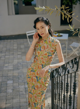 茉茉旗袍 春夏小连袖有省半开襟中款复古日常港式棉布旗袍裙 亦玫