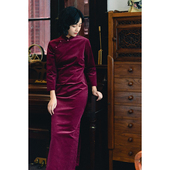 改良日常灯芯绒旗袍 八分装 侧拉链长款 袖 告别价 折 红玛瑙