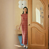 民国复古日常雪纺旗袍 有省半开襟盘扣长款 木棉 夏小连袖 茉茉旗袍