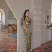 复古日常网纱旗袍2件套 无省全开襟 苔薇 春秋九分连袖 茉茉旗袍