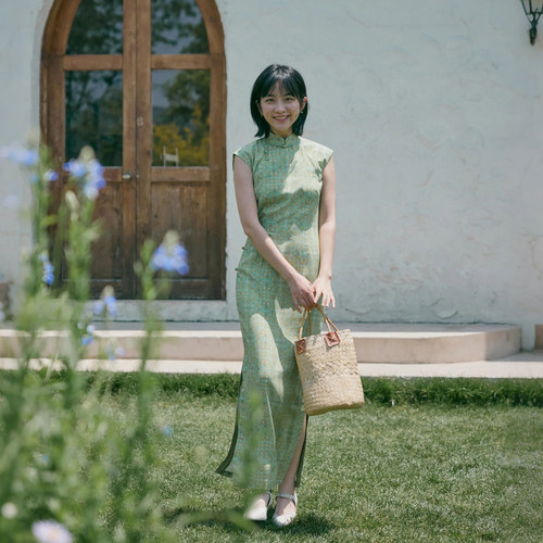 茉茉旗袍 春夏小连袖有省半开襟长款 复古日常改良棉绸旗袍 芳草