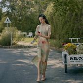 复古日常印花旗袍 有省半开襟盘扣长款 秋云 春夏四分连袖 茉茉旗袍