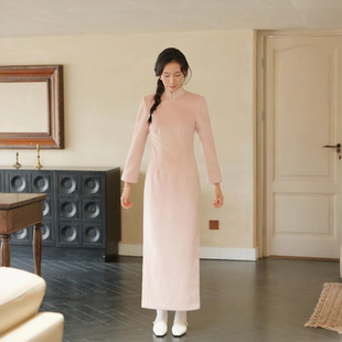 复古日常厚毛呢旗袍 茉茉秋冬新 有省侧拉链长宽 袖 小玉 九分装