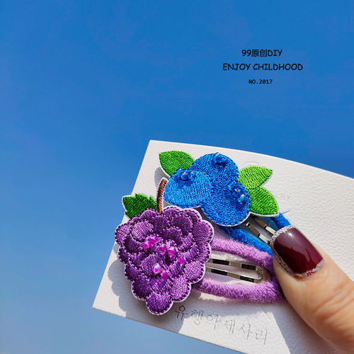 韩国刺绣水果发夹独家儿童发卡