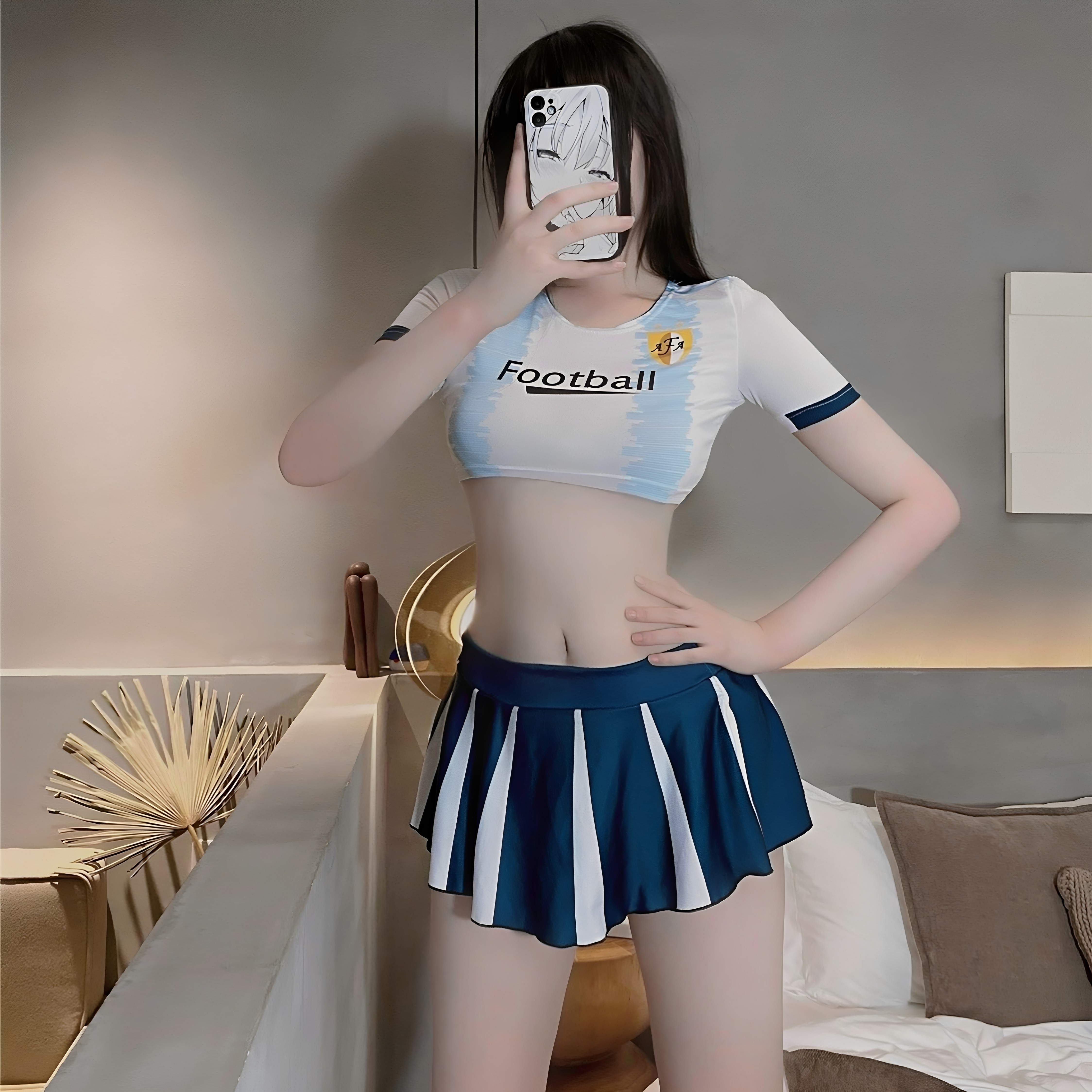 2026新款世界杯阿根廷球衣服足球宝贝制服性感超短款啦啦队演出服