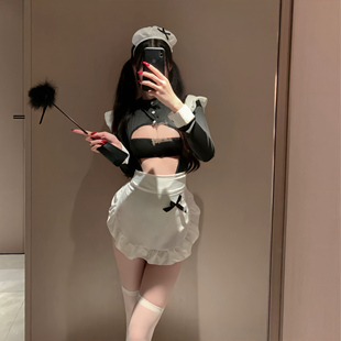 二次元 女佣纯欲睡裙性感免脱连体衣qqny 女仆内衣可爱cos制服大码