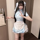 中华小厨娘软妹Lolita女仆围裙cos服年轻款 少女新中式 旗袍连衣裙