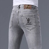 男夏季 小脚弹力牛仔长裤 薄款 潮流修身 时尚 香港高端欧货轻奢牛仔裤