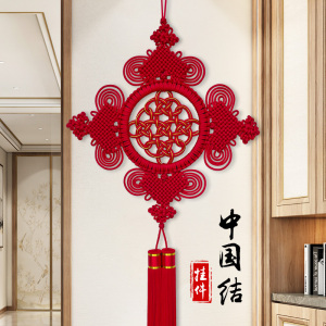 中国结挂饰手工丝线 线正红非绒布姐妹花团锦玄关电视墙挂饰节日