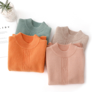 毛衣纯色中大童小女孩上衣毛衫 男女童装 加厚双股儿童羊绒衫 22冬季