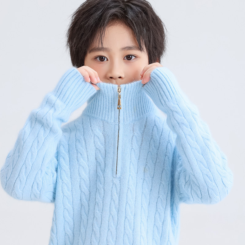 儿童羊绒衫加厚秋冬季毛衣2024新款立领拉链男童女童纯羊毛毛衣潮,童装/婴儿装/亲子装,毛衣/针织衫,淘宝优惠券,粉丝福利购,淘宝优惠卷