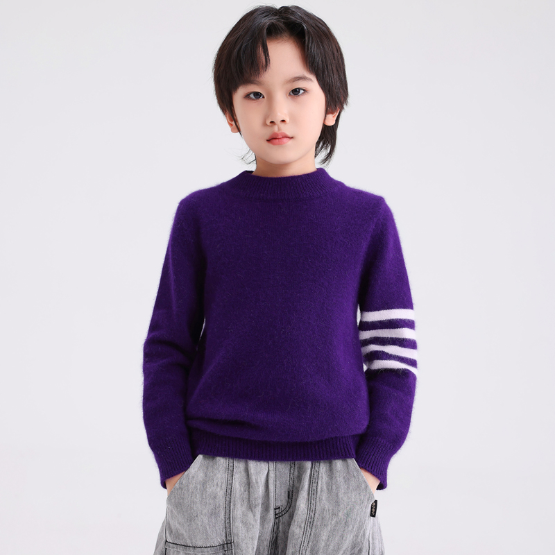 秋冬季新款男童女童纯山羊绒衫儿童加厚TB款羊毛毛衣中大童男女孩