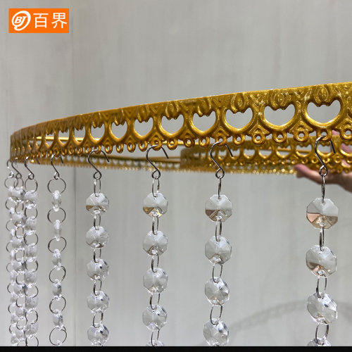 百界婚庆道具圆环吊顶装饰摩天铁婚礼堂布置水晶菠萝珠帘挂架线帘