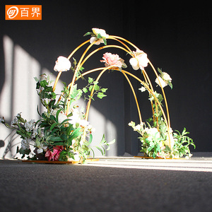 新款铁艺婚庆道具五彩缤纷路引插花花器 婚礼t台布置装饰现场摆设