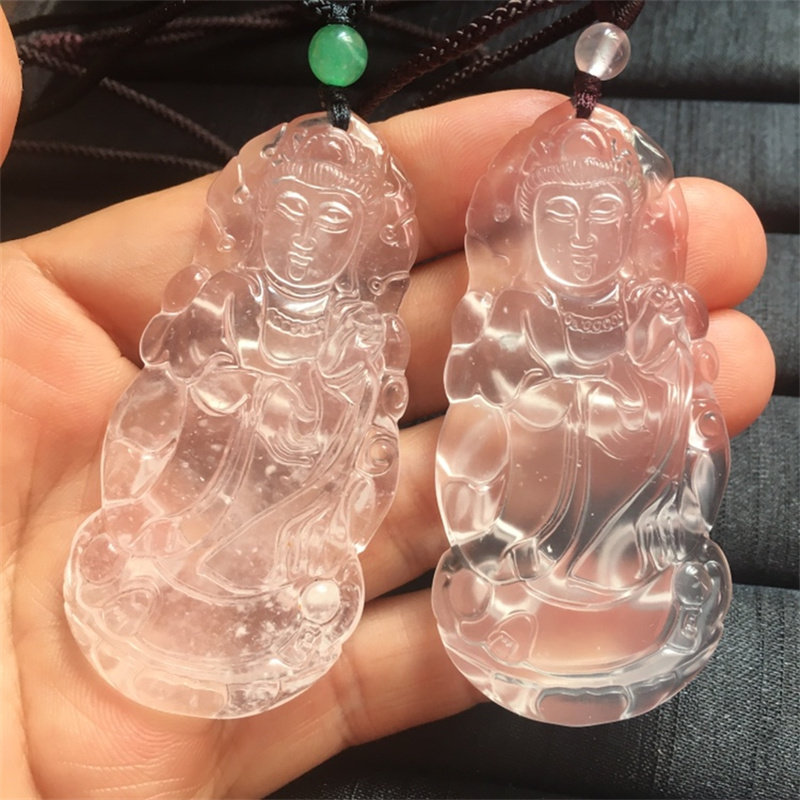 缅甸天然玻璃种直播乌鸡观音吊坠