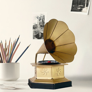 复古怀旧民国风老上海留声机模型装饰品铁艺模型家居桌面摆件