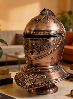 复古铁艺古罗马骑士头盔摆件