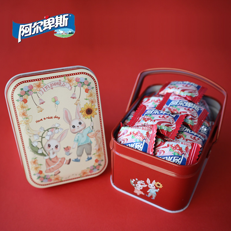 阿尔卑斯牛奶水果硬糖礼盒结婚喜糖铁盒零食散装批发年货糖果摆盘