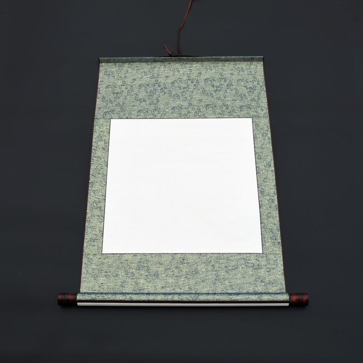 包邮 全绫精裱正方形画轴立轴白色宣纸空白画心书画卷轴 书房装饰
