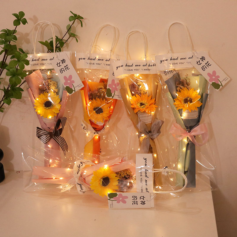 教师节向日葵玫瑰康乃馨香皂花小花束成品公司团建幼儿园毕业礼品