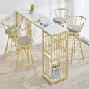 北欧轻奢岩板吧台桌简约现代家用客厅靠墙高脚桌椅隔断酒柜吧台