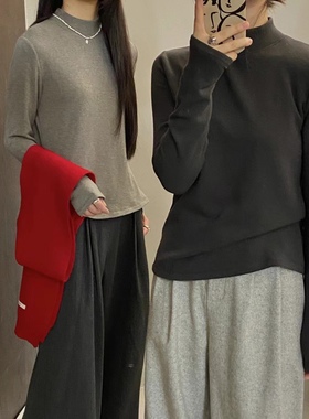 杭州柒外秋冬新款92009韩系显瘦百搭高质量加绒半高领女装打底衫