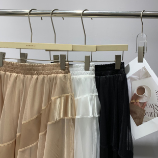 Susa素夏2024年夏新款雪纺纱纱松紧腰显瘦百搭大裙摆半身裙13050