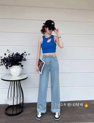 2024欧莉菲大码女裤夏季新款天丝纯棉牛仔裤休闲中高直筒显瘦3180