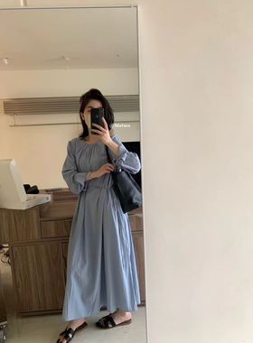 METWO设计师品牌夏女长袖绑带遮胯极具包容性超显瘦连衣裙08339