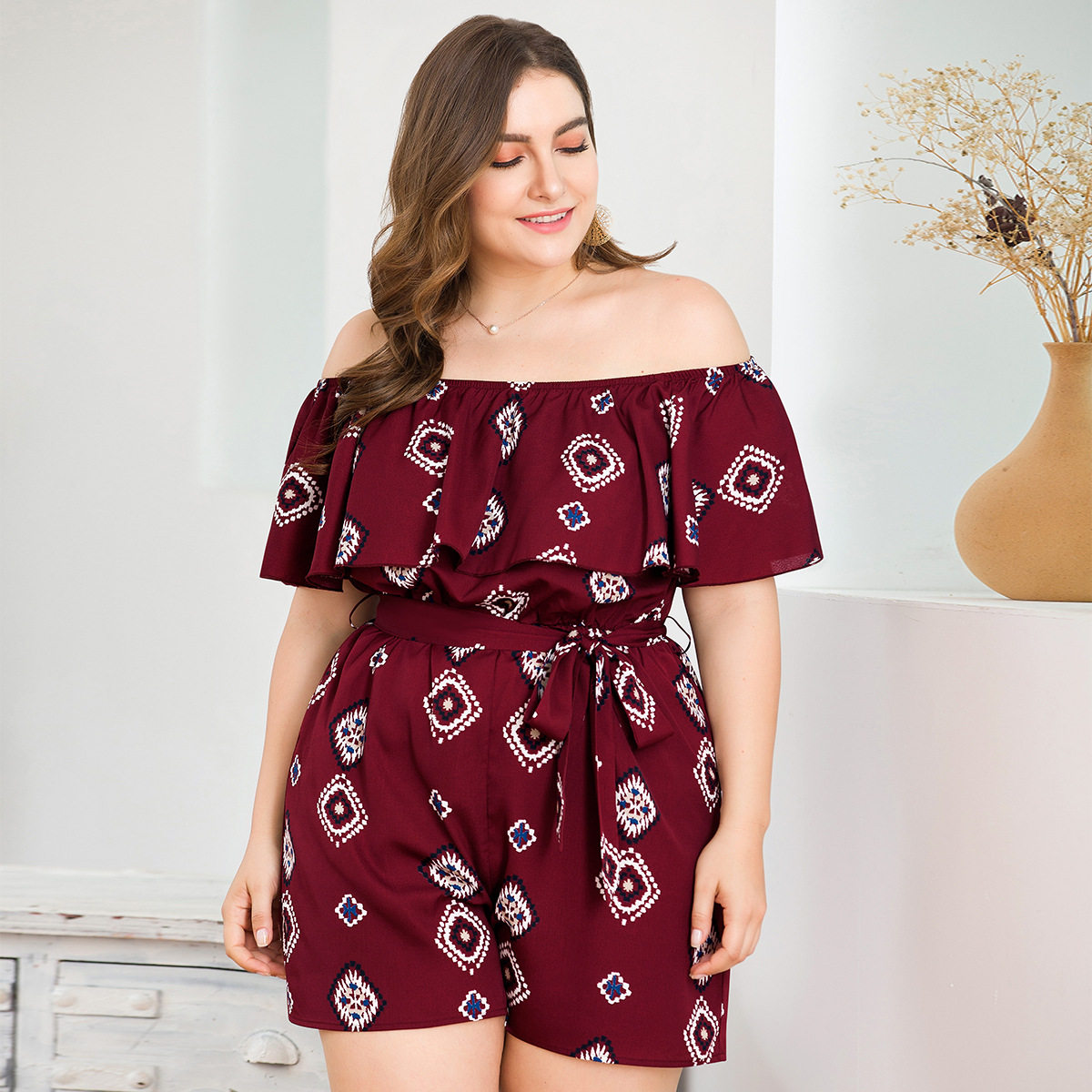 一字肩大码连体短裤Oversized Jumpsuit Women Loose Playsuit|msdalam kategori Butik wanita / wanita, wanita saiz besar - dari Buy2taobao.com untuk memberikan perkhidmatan ejen Taobao profesional membeli